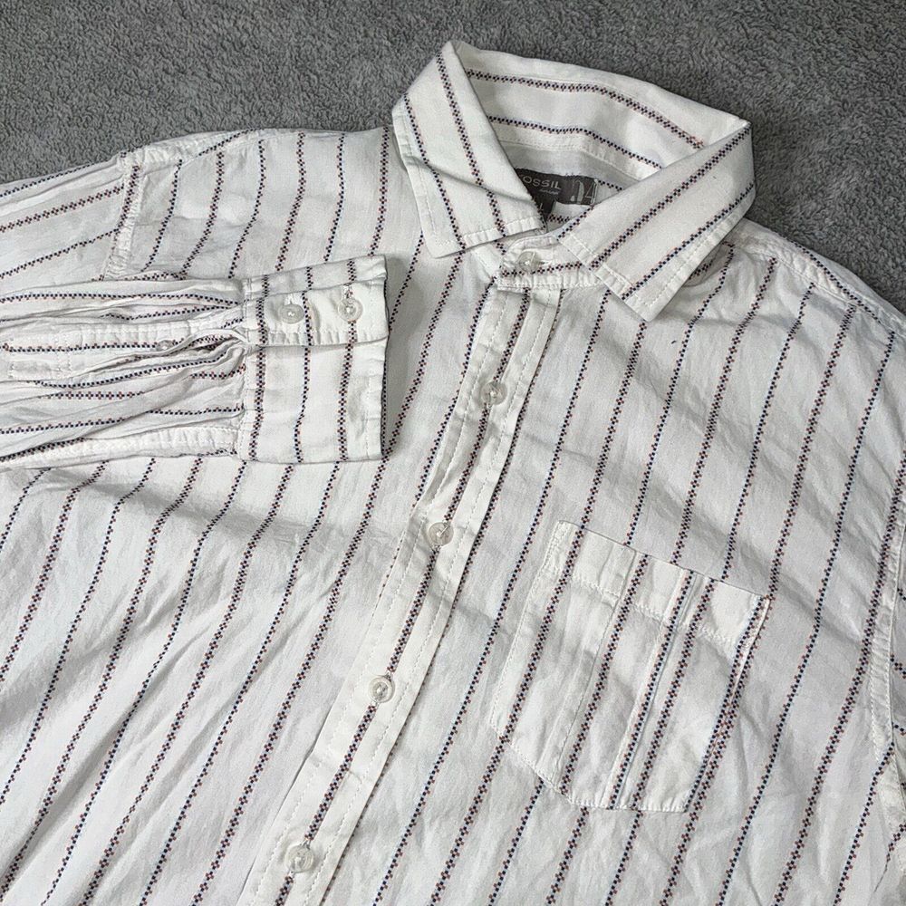 Fossil 54 Brand Mens L Button Up Shirt Long‎ Sleeve Dress Shirt
